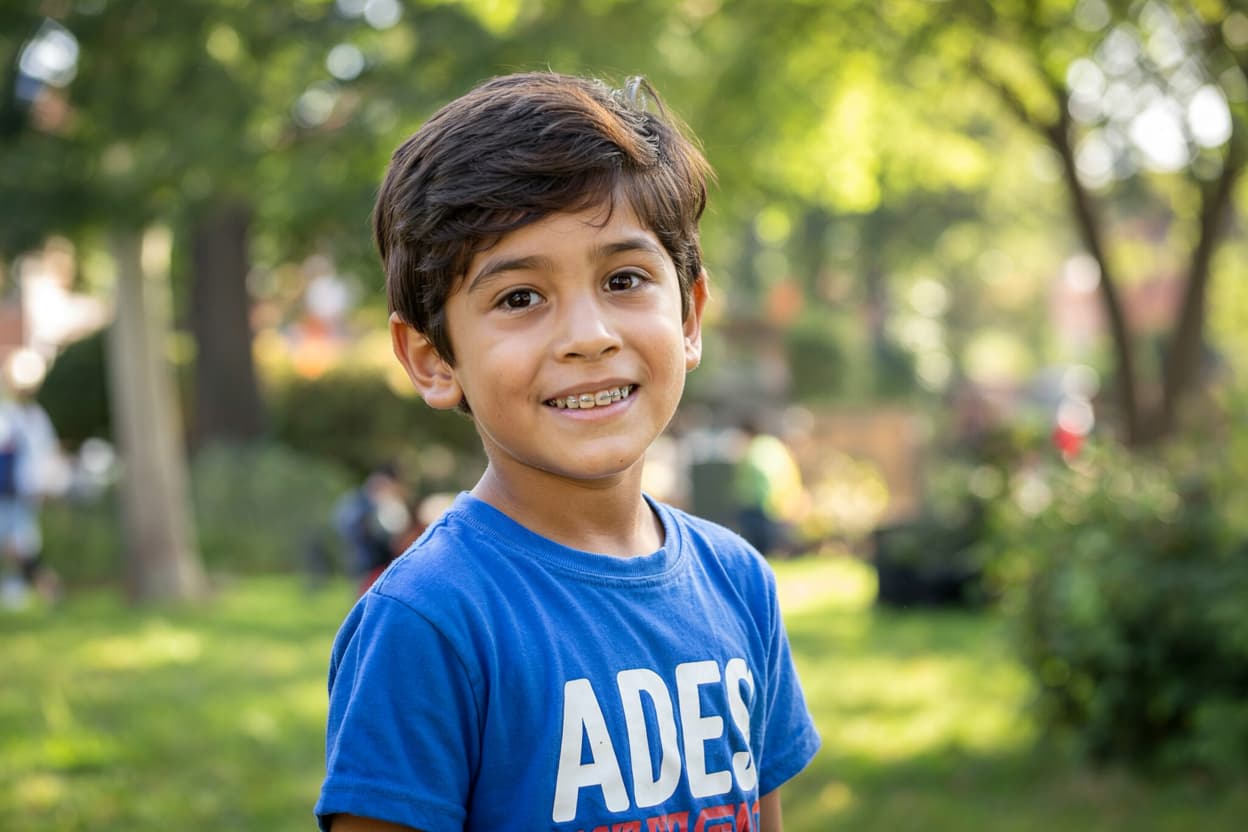 Ortodoncista aplicando brackets estéticos en niño durante tratamiento de ortodoncia infantil en Clínica Dental ADES de Badajoz